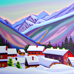 Snowy mountain village